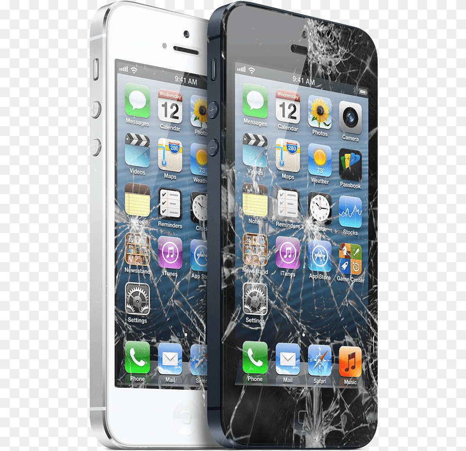 Two Iphone Broken Screens, Electronics, Mobile Phone, Phone Free Transparent Png