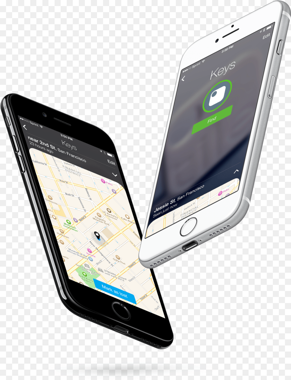 Two Iphones Displaying Screens From The Tile App Two Iphone, Electronics, Mobile Phone, Phone Free Png