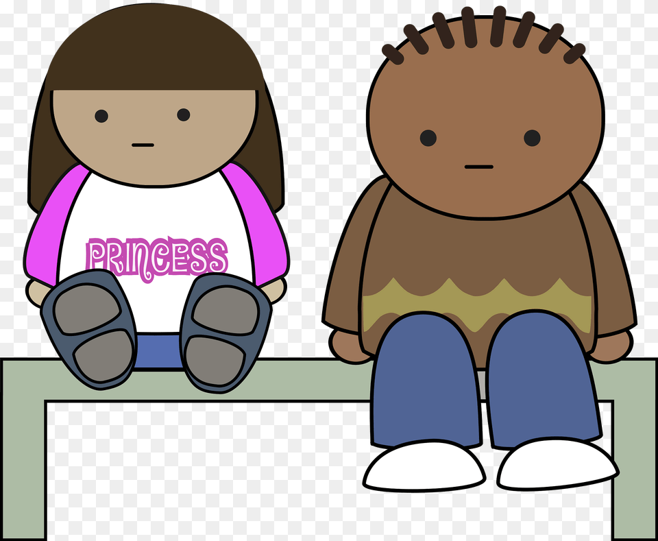 Two Kids Sitting On A Bench Clipart, Reading, Person, Baby, Book Png