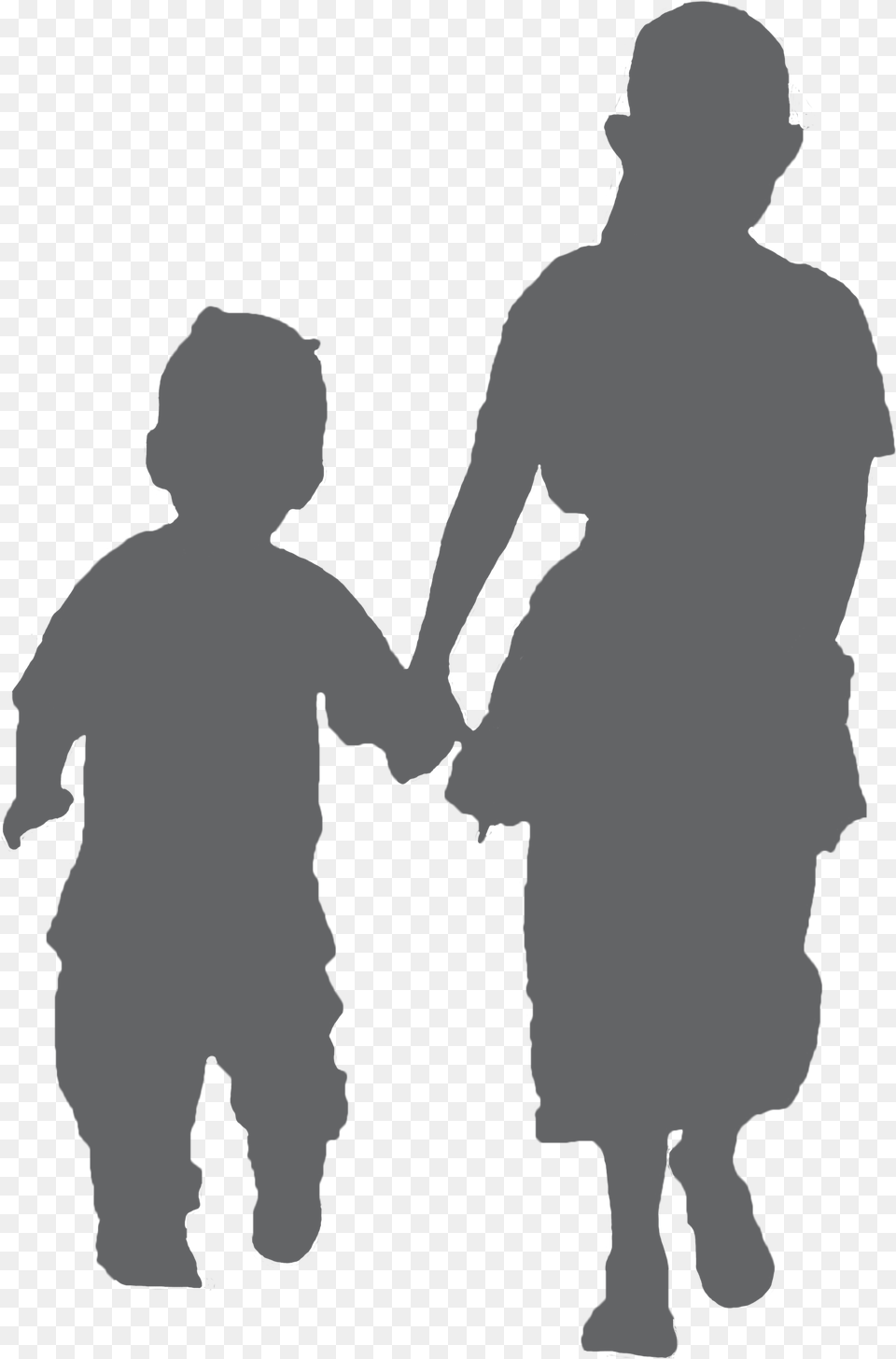 Two Kids Walking Holding Hands Grey Child, Body Part, Hand, Person, Silhouette Free Transparent Png