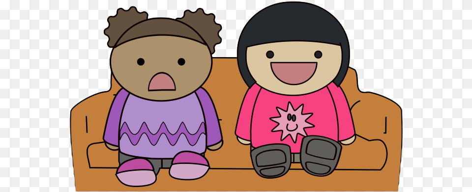 Two Kids Watching Tv Clip Art Girl Watching Tv Clipart, Couch, Furniture, Animal, Toy Free Png Download
