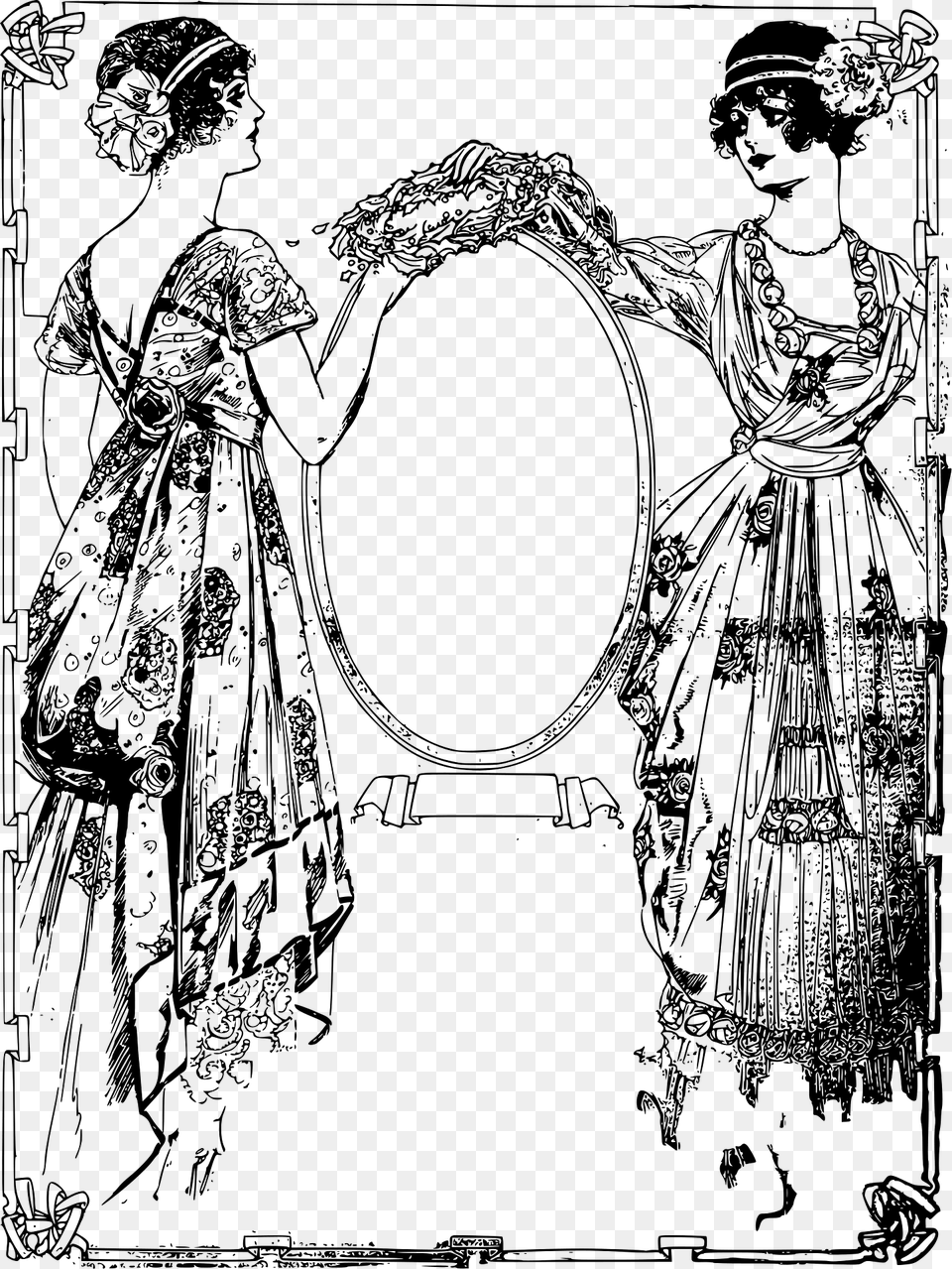 Two Ladies Circle Frame Clipart, Person, Adult, Male, Man Free Png