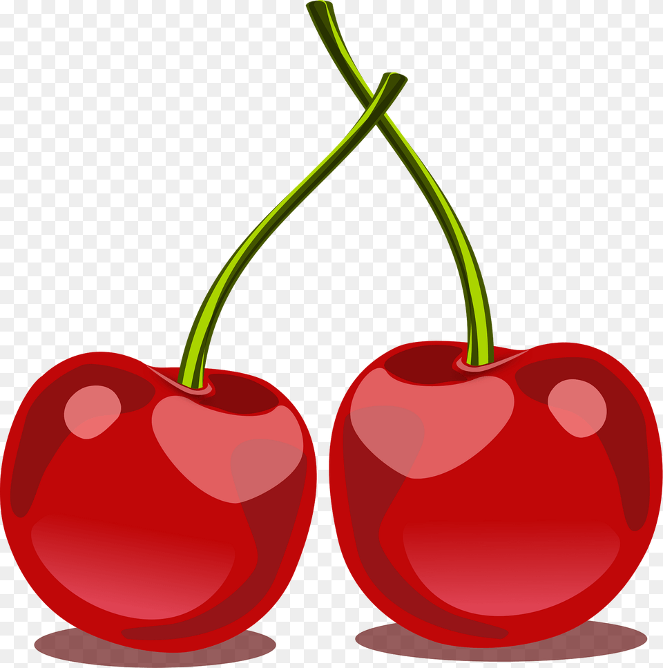 Two Long Stemmed Cherries Clipart, Cherry, Food, Fruit, Plant Free Png