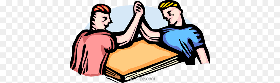 Two Men Having An Arm Wrestling Contest Royalty Vector Clip, Wood, Person, Man, Male Free Png Download