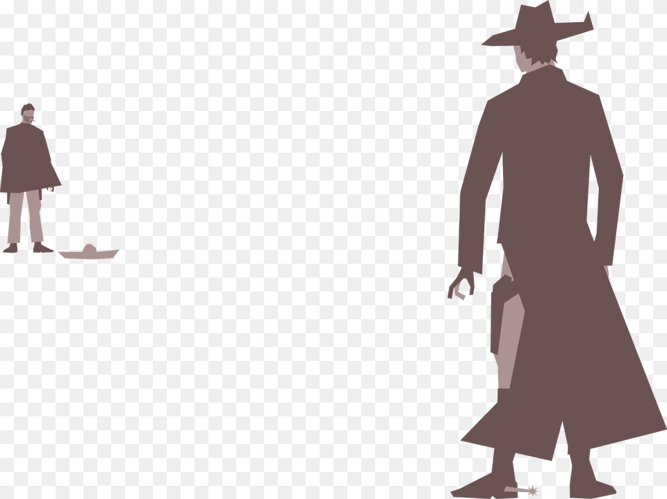 Two Men Paced Off For A Duel Sepia Clipart, Clothing, Coat, Hat, Long Sleeve Png Image