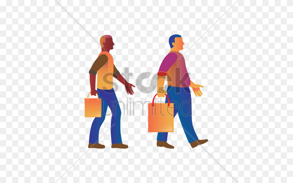 Two Men Walking With Shopping Bag Vector Image, Adult, Person, Female, Woman Png