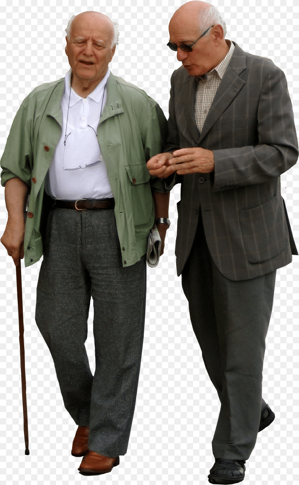 Two Old Men Walking Down The Street Chatting To Each People Walking Front, Suit, Formal Wear, Coat, Clothing Png Image