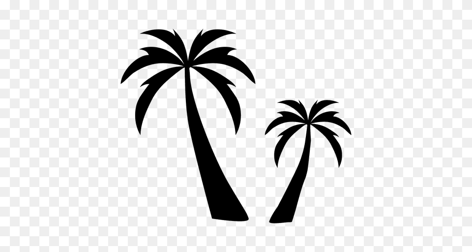 Two Palm Tree Silhouette Palm, Green, Palm Tree, Plant, Leaf Free Transparent Png