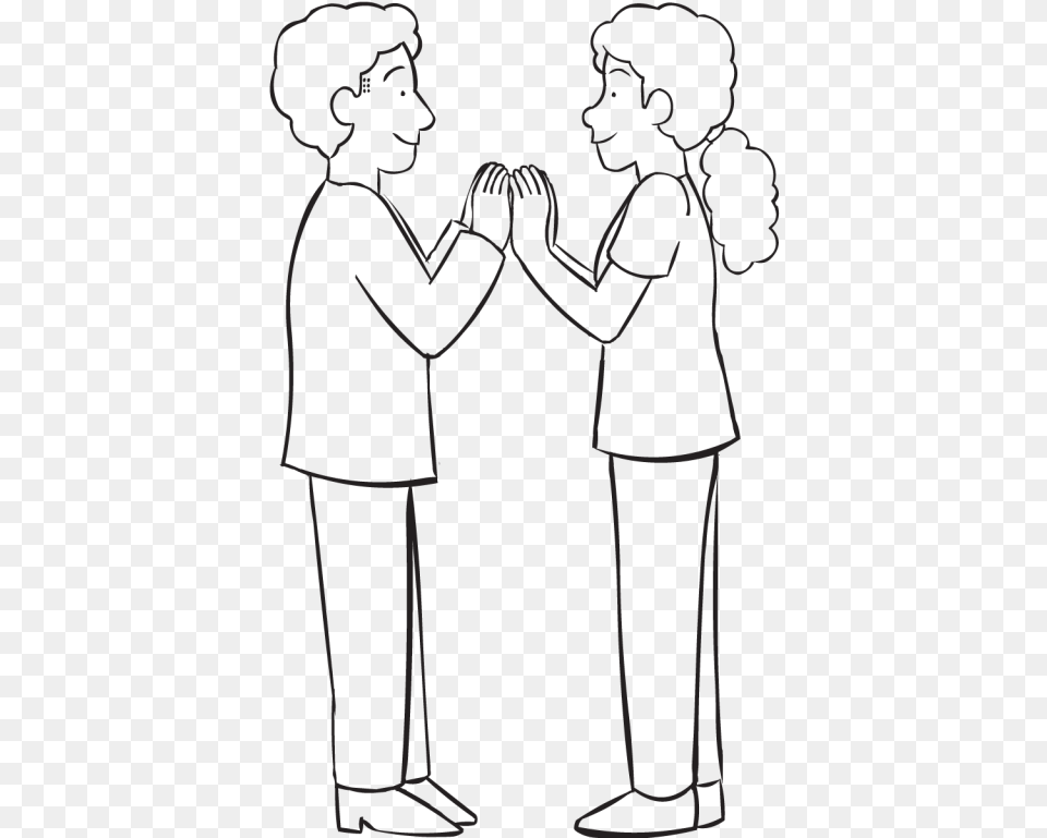 Two People Facing Each Other With Palms Touching As Line Art, Body Part, Hand, Person, Adult Png