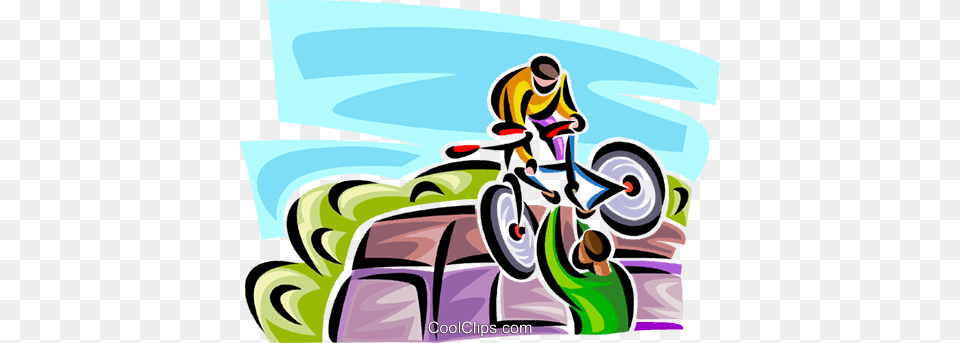 Two People Moving A Bicycle Royalty Vector Clip Art, Graphics, Grass, Plant, Device Free Transparent Png