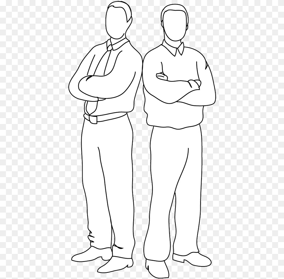 Two People Standing Back To Back Clipart People Back To Back Drawing, Adult, Male, Man, Person Free Transparent Png