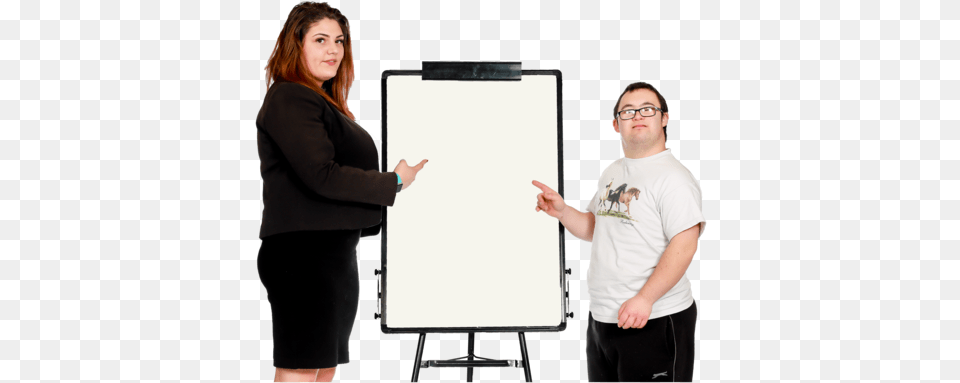 Two People Standing In Front Of A Flipchart Whiteboard, Woman, Adult, Clothing, White Board Png