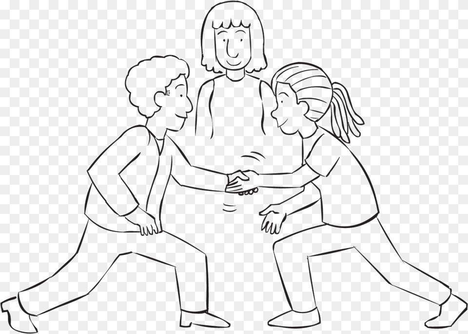 Two People Step Forward On One Leg To Shake Hands Line Art, Person, Face, Head, Baby Free Transparent Png
