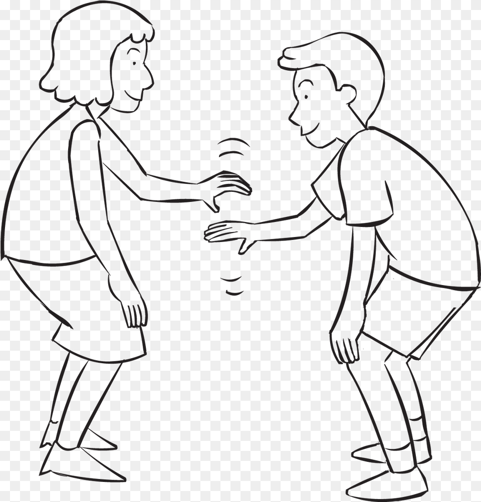 Two People Trying To Tag Each Others Knees In Knee Line Art, Body Part, Hand, Person, Silhouette Free Transparent Png