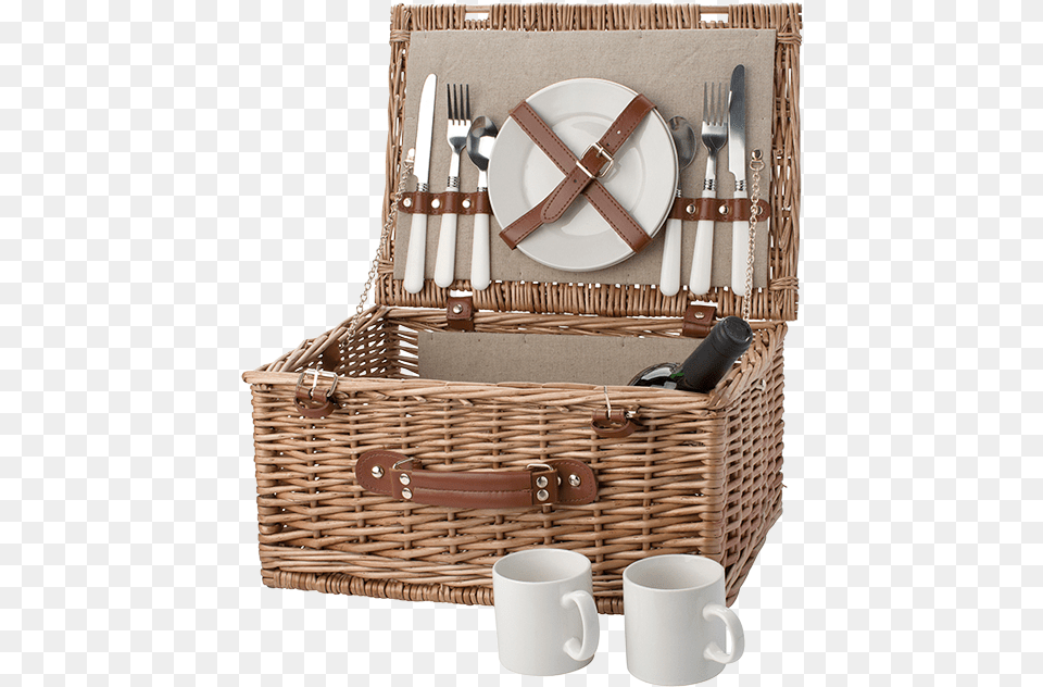 Two Person Willow Picnic Basket Br5794 2 Kiilik Piknik Sepeti, Cutlery, Cup, Fork, Blade Free Transparent Png