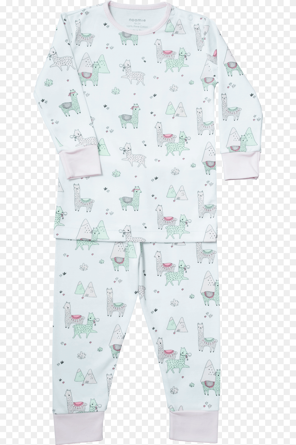 Two Piece White Llamas Baby Noomie, Clothing, Pajamas, Shirt Free Png