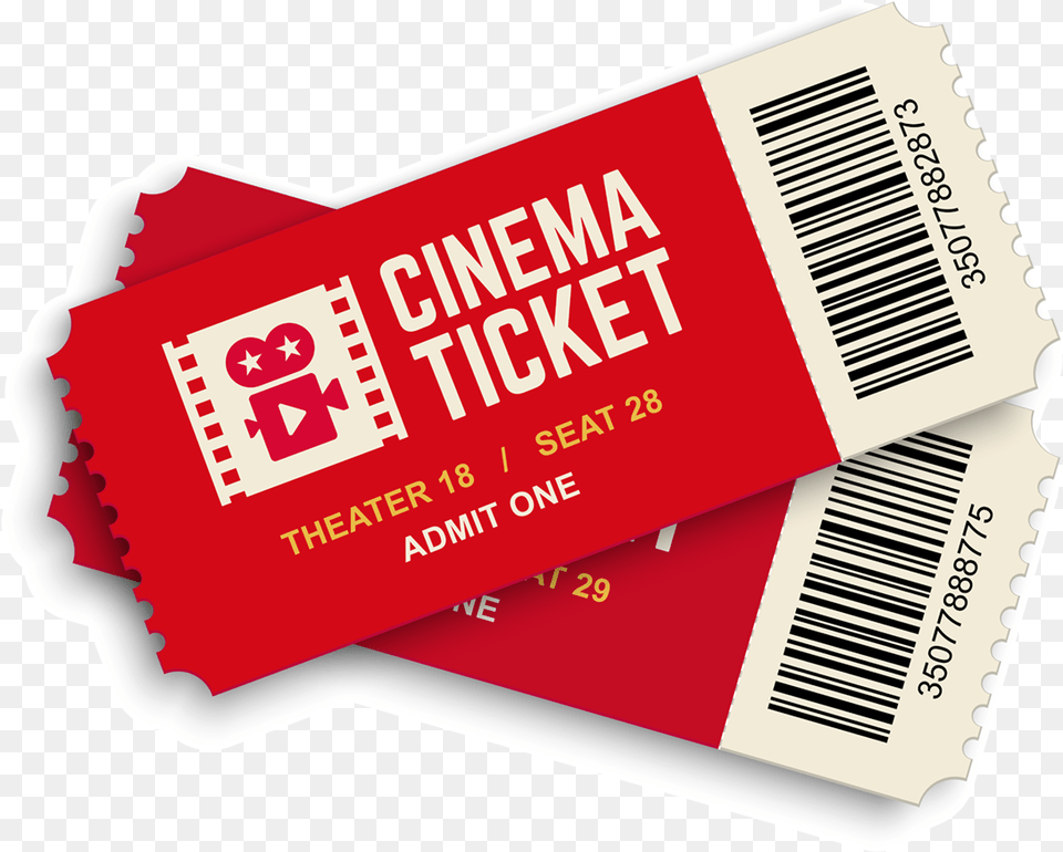 Two Red Cinema Tickets Raffle Ticket, Paper, Text Free Png Download