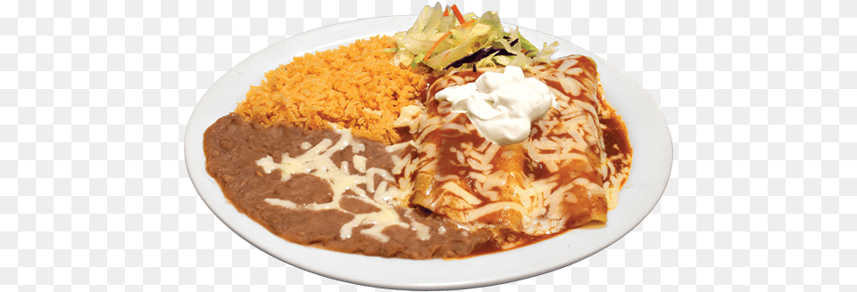 Two Red Sauce Enchiladas Escalope Plat, Food, Dining Table, Furniture, Table Png Image