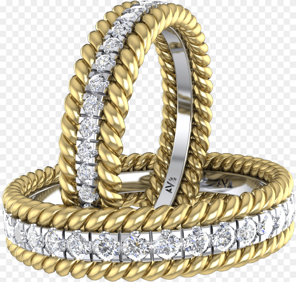 Two Rope Ring With Round Diamonds Bangle, Accessories, Jewelry, Gold, Treasure Free Transparent Png