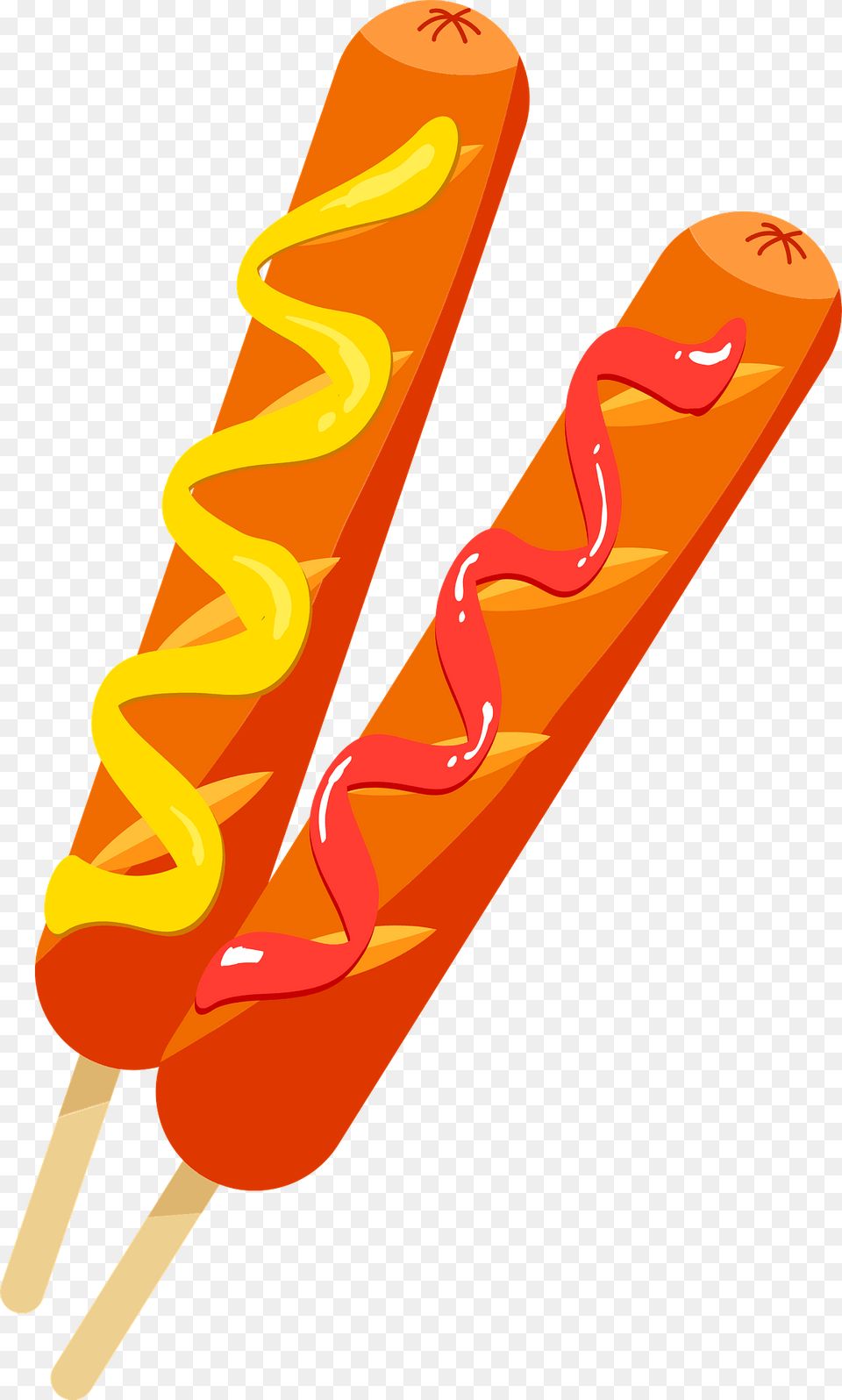 Two Sausages On Sticks With Mustard And Ketchup Clipart, Food, Sweets, Candy Free Transparent Png