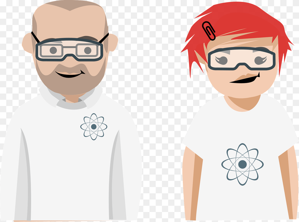 Two Scientists Clipart, Accessories, T-shirt, Glasses, Clothing Png