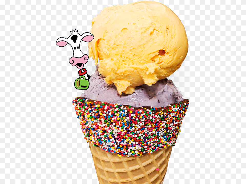 Two Scoops Of Ice Cream In A Homemade Waffle Cone From Gelato, Dessert, Food, Ice Cream, Burger Png Image
