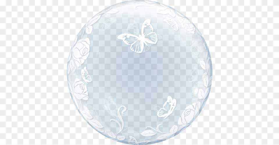 Two Sided Bubble Balloon Made Of Plastic Roses Amp Butterflies Clear Bubble Balloon, Sphere, Astronomy, Outer Space, Planet Free Png