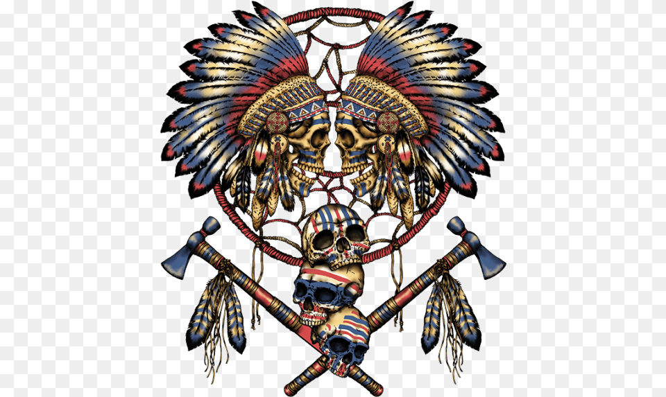 Two Skulls Dreamcatcher The Native American War Dreamcatcher, Person, Samurai, Emblem, Symbol Png Image