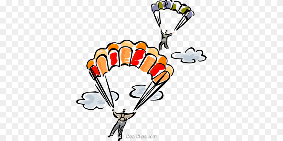 Two Skydivers Royalty Vector Clip Art Illustration, Parachute, Adult, Male, Man Png