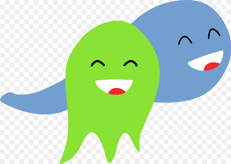 Two Smiling Ghosts Icons, Green, Plush, Toy, Face Png