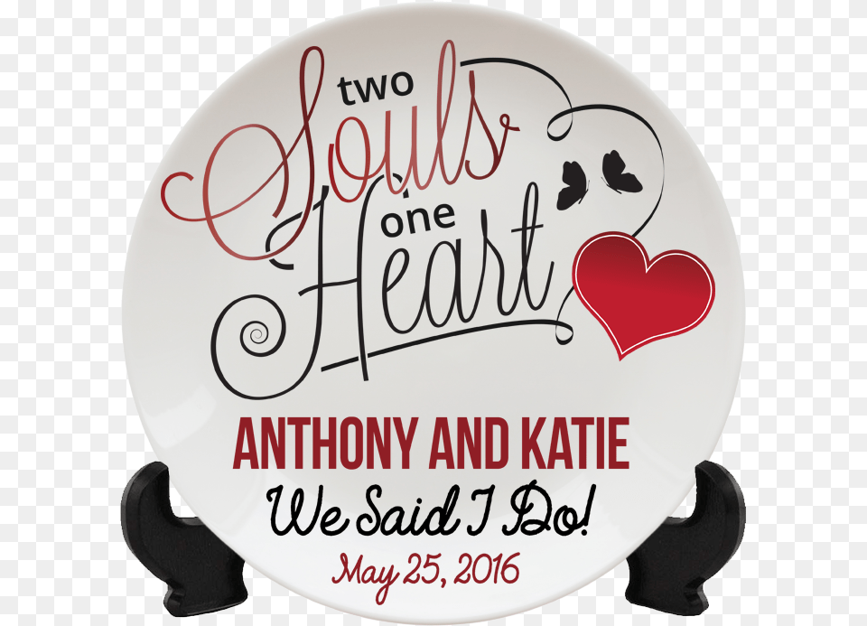 Two Souls One Heart Wedding Keepsake Personalized Plate Two Souls One Heart Quotes, Text Free Transparent Png