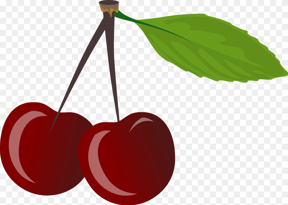 Two Stemmed Cherries Clipart, Cherry, Food, Fruit, Plant Png