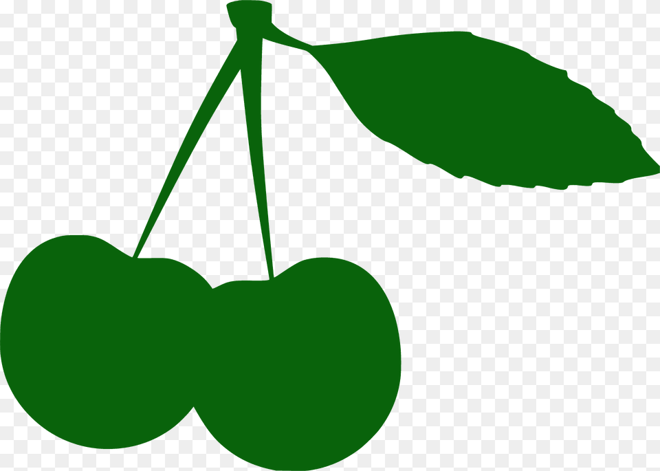 Two Stemmed Cherries Silhouette, Cherry, Food, Fruit, Plant Png Image