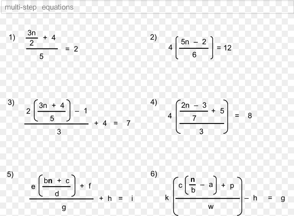 Two Step Equations With Fractions Free Png Download