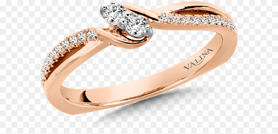 Two Stone Diamond Engagement Ring Moutning In 14k Rose Gold 16 Ct Tw Ring, Accessories, Jewelry, Gemstone Free Png Download