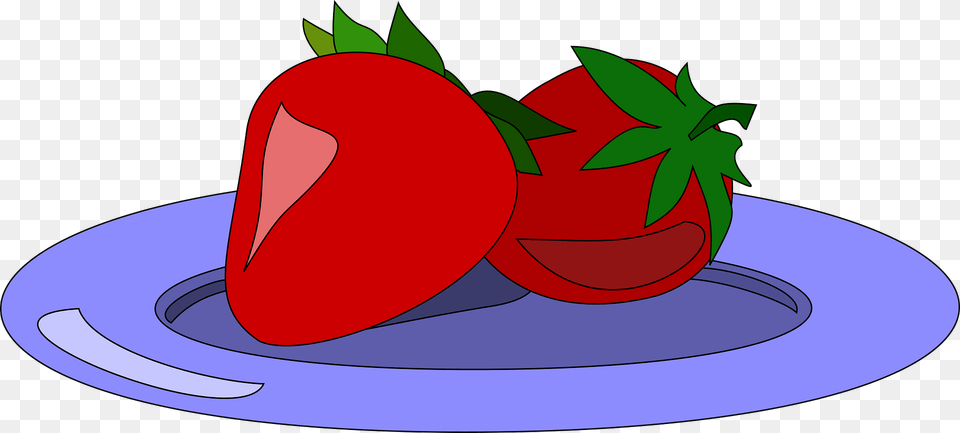 Two Strawberries On A Blue Plate Clipart, Berry, Food, Fruit, Plant Png Image
