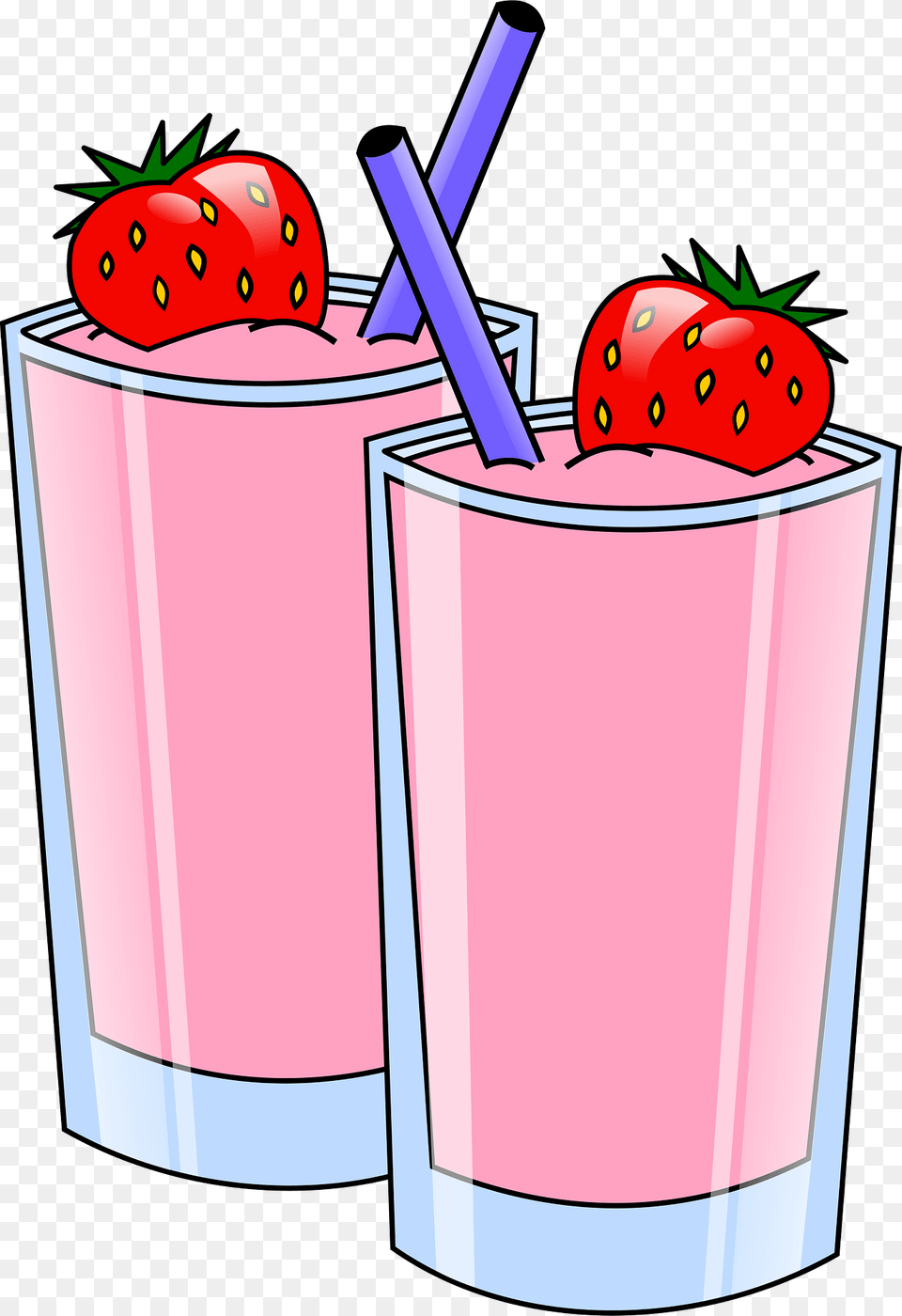 Two Strawberry Smoothie With Purple Straw Clipart, Beverage, Juice, Milk, Milkshake Free Transparent Png