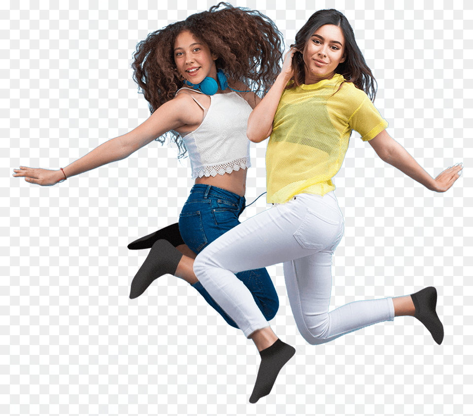 Two Teen Girls Jumping Girls Jumping At Sky Zone, Person, Dancing, Leisure Activities, Adult Free Png