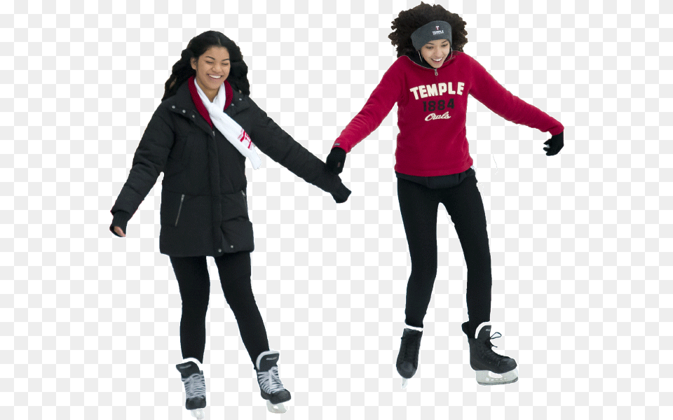 Two Temple Students Ice Skating Ice Skating, Long Sleeve, Clothing, Coat, Sleeve Free Png Download