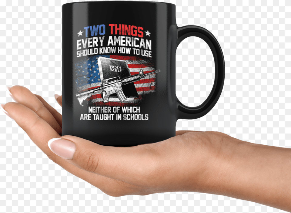 Two Things Holy Bible Ar15 America Mug, Finger, Body Part, Person, Hand Png Image