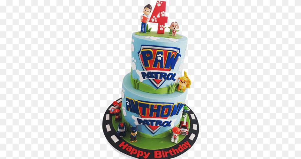 Two Tiered Paw Patrol Cake, Birthday Cake, Cream, Dessert, Food Png