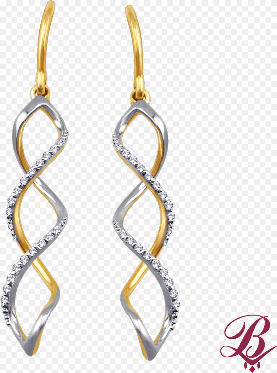 Two Tone Diamond Swirl Earrings Earrings, Accessories, Earring, Jewelry, Necklace Free Png Download