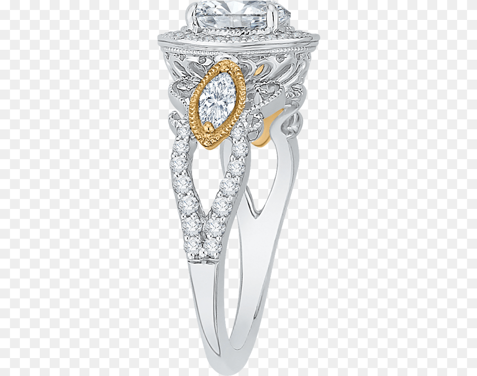 Two Tone Gold Oval Diamond Halo Engagement Ring Semi Mount Engagement Ring, Accessories, Gemstone, Jewelry, Silver Png