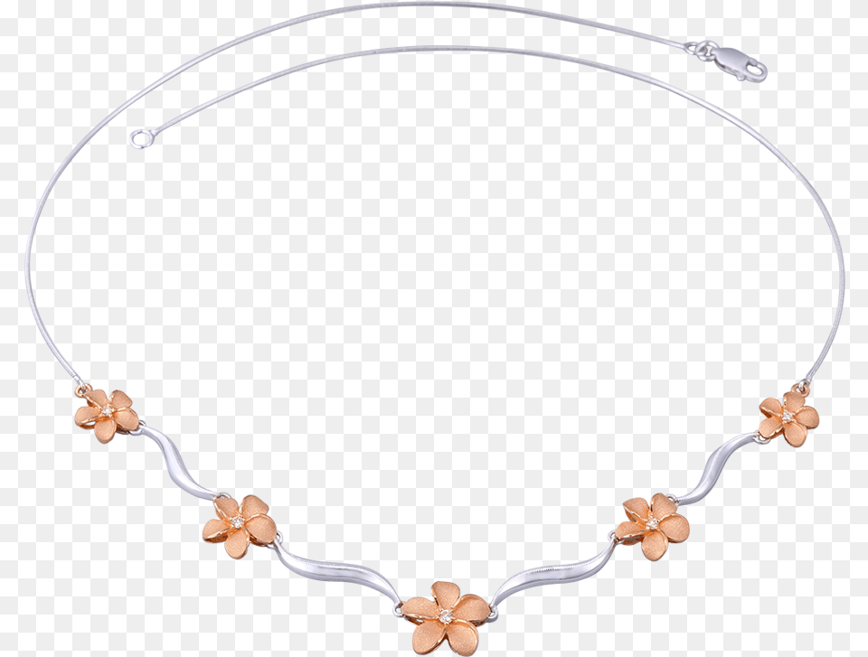 Two Tone Plumeria Lei Necklace With 5 Diamonds Lei, Accessories, Jewelry, Diamond, Gemstone Png