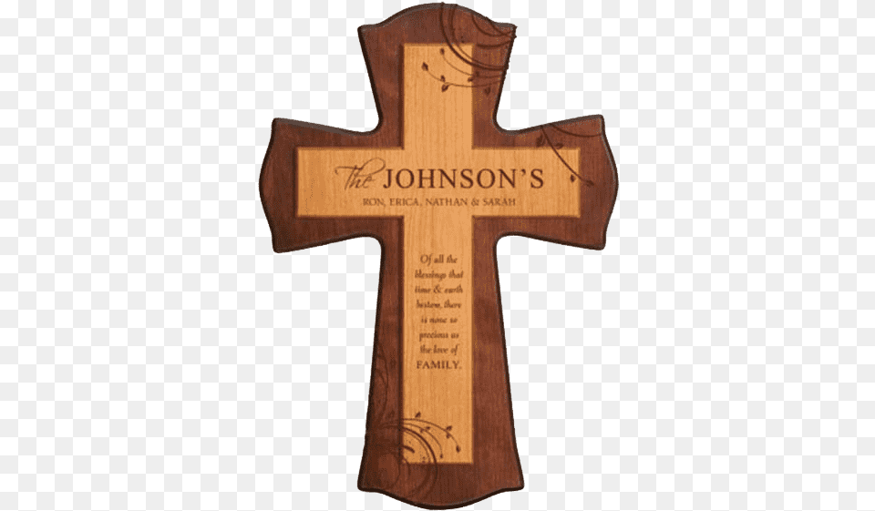 Two Toned Cherry Wooden Cross With Custom Engraving Wooden Crosses, Symbol Free Transparent Png