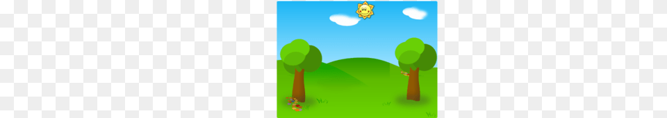 Two Trees Green Field Sun Clip Art Png