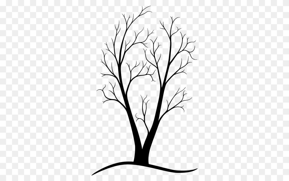 Two Trunk Tree Inkd Drawings Tree Line Drawing, Art, Stencil, Plant Free Transparent Png