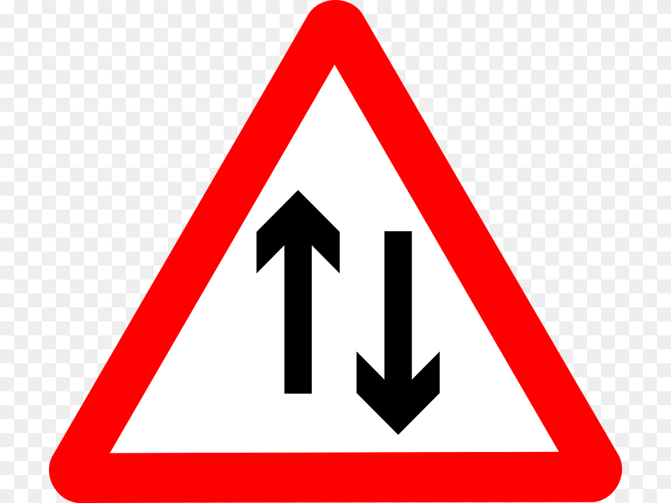 Two Way Road Warning Road Sign, Symbol, Road Sign, Dynamite, Weapon Png