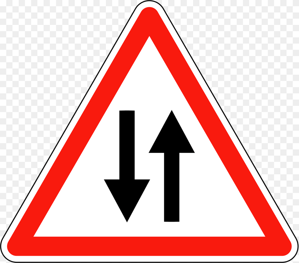 Two Way Traffic Ahead Clipart, Sign, Symbol, Road Sign, Dynamite Png Image