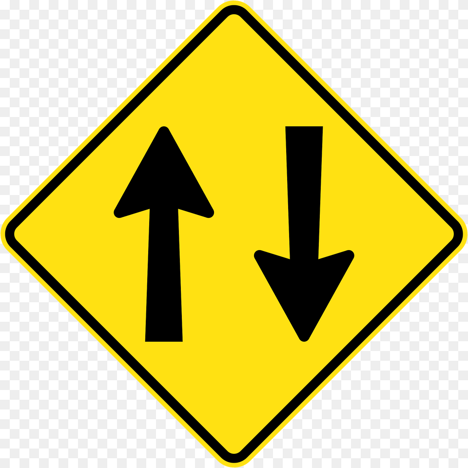 Two Way Traffic Ahead Sign In Australia Clipart, Symbol, Road Sign Png